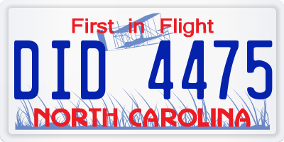 NC license plate DID4475