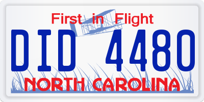 NC license plate DID4480