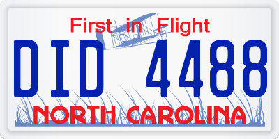 NC license plate DID4488