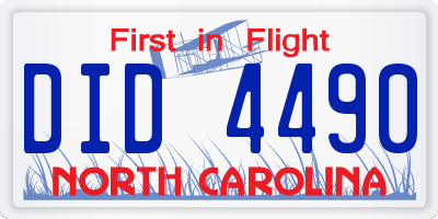 NC license plate DID4490
