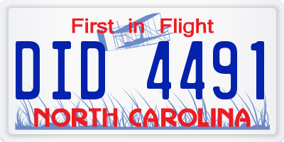 NC license plate DID4491