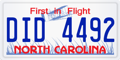 NC license plate DID4492