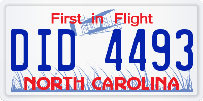 NC license plate DID4493