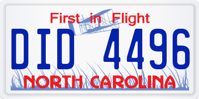 NC license plate DID4496