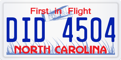 NC license plate DID4504