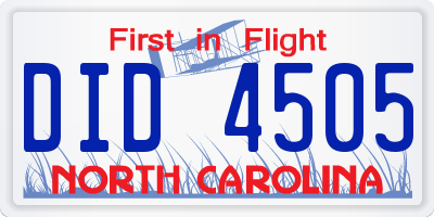 NC license plate DID4505