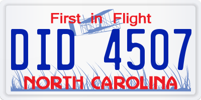 NC license plate DID4507