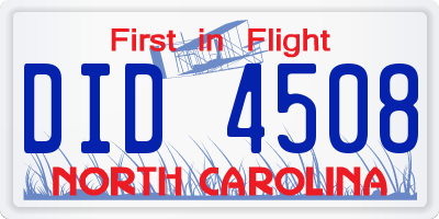 NC license plate DID4508