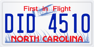 NC license plate DID4510