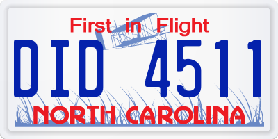 NC license plate DID4511
