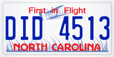 NC license plate DID4513