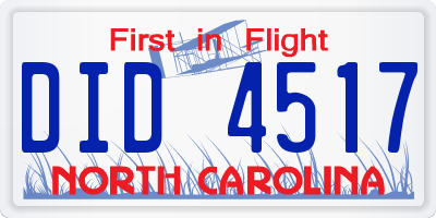 NC license plate DID4517