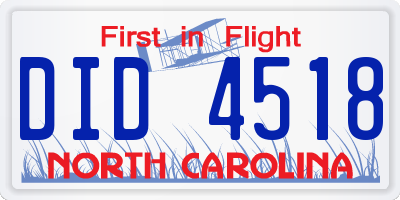 NC license plate DID4518