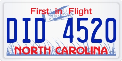 NC license plate DID4520