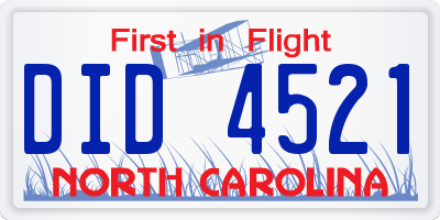 NC license plate DID4521