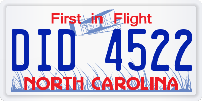 NC license plate DID4522