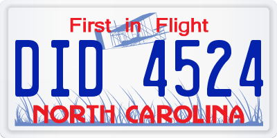 NC license plate DID4524