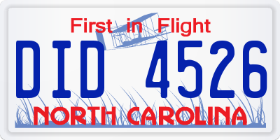 NC license plate DID4526