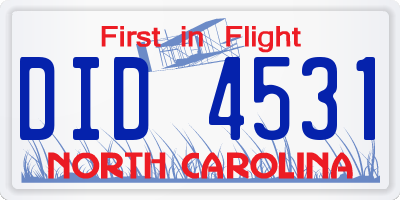 NC license plate DID4531