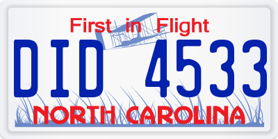 NC license plate DID4533