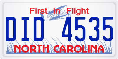 NC license plate DID4535
