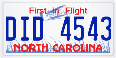 NC license plate DID4543