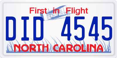 NC license plate DID4545