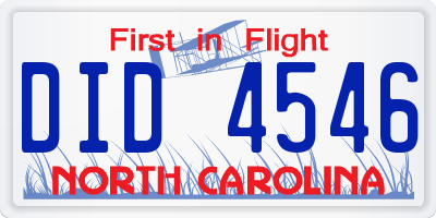 NC license plate DID4546