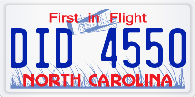 NC license plate DID4550