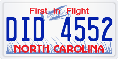 NC license plate DID4552
