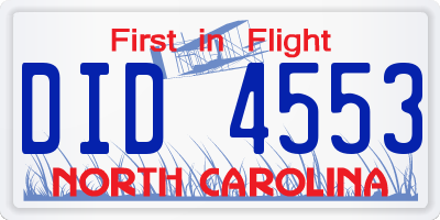 NC license plate DID4553