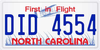 NC license plate DID4554