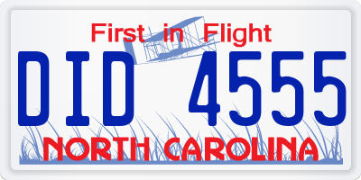 NC license plate DID4555
