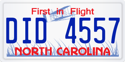 NC license plate DID4557