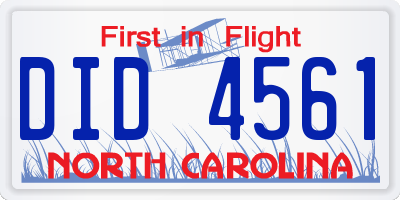 NC license plate DID4561