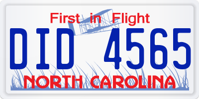 NC license plate DID4565