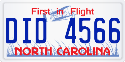 NC license plate DID4566