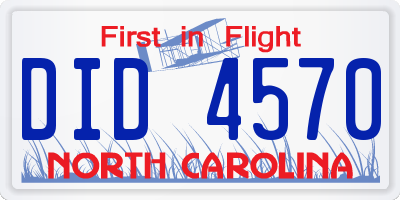 NC license plate DID4570
