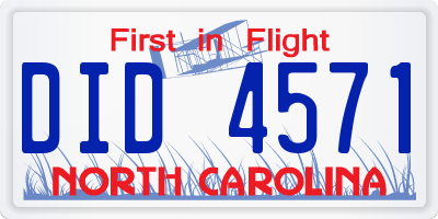 NC license plate DID4571