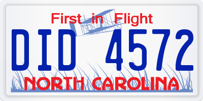 NC license plate DID4572