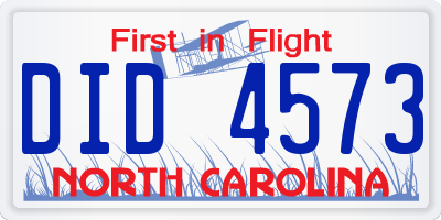 NC license plate DID4573