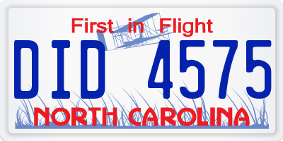 NC license plate DID4575
