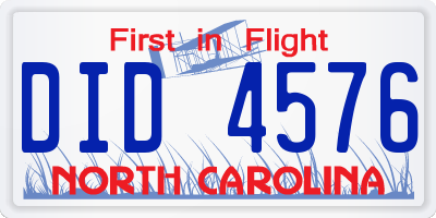 NC license plate DID4576