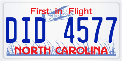 NC license plate DID4577