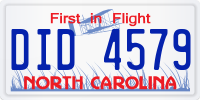 NC license plate DID4579
