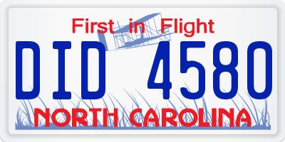 NC license plate DID4580