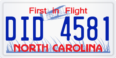NC license plate DID4581