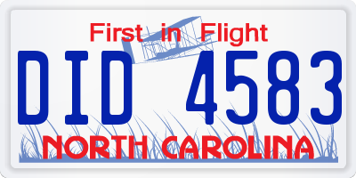 NC license plate DID4583