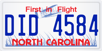 NC license plate DID4584