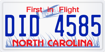 NC license plate DID4585